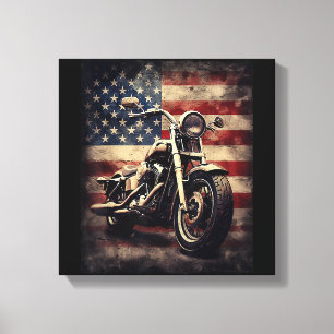 Vintages Motorrad USA Flag Retro Biker Amerikaner Leinwanddruck