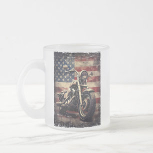 Vintages Motorrad USA Flag Retro Biker Amerikaner Mattglastasse