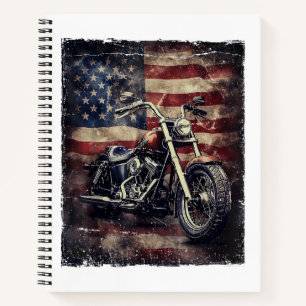 Vintages Motorrad USA Flag Retro Biker Amerikaner Notizblock