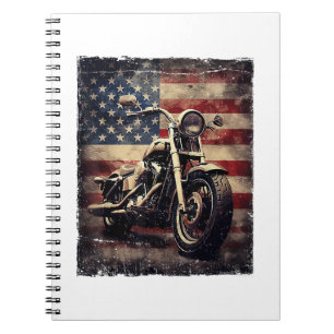 Vintages Motorrad USA Flag Retro Biker Amerikaner Notizblock