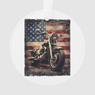 Vintages Motorrad USA Flag Retro Biker Amerikaner Ornament