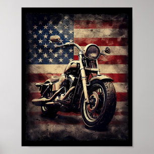 Vintages Motorrad USA Flag Retro Biker Amerikaner Poster