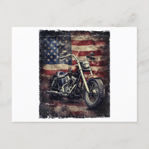Vintages Motorrad USA Flag Retro Biker Amerikaner Postkarte