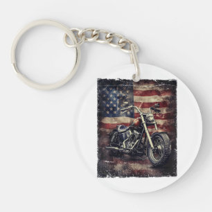 Vintages Motorrad USA Flag Retro Biker Amerikaner Schlüsselanhänger