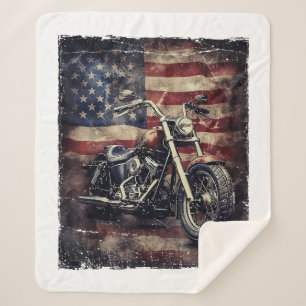 Vintages Motorrad USA Flag Retro Biker Amerikaner Sherpadecke