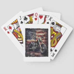 Vintages Motorrad USA Flag Retro Biker Amerikaner Spielkarten