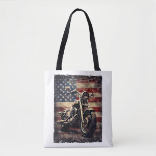 Vintages Motorrad USA Flag Retro Biker Amerikaner Tasche
