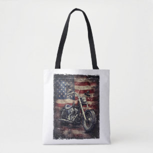 Vintages Motorrad USA Flag Retro Biker Amerikaner Tasche