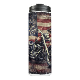Vintages Motorrad USA Flag Retro Biker Amerikaner Thermosbecher