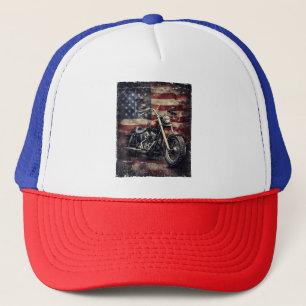 Vintages Motorrad USA Flag Retro Biker Amerikaner Truckerkappe