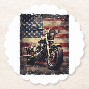 Vintages Motorrad USA Flag Retro Biker Amerikaner Untersetzer