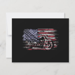 Vintages Motorrad USA Flag Retro Biker, Motorrad Feiertagskarte