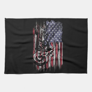 Vintages Motorrad USA Flag Retro Biker, Motorrad Geschirrtuch