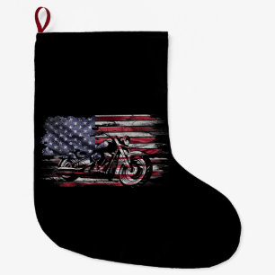 Vintages Motorrad USA Flag Retro Biker, Motorrad Großer Weihnachtsstrumpf