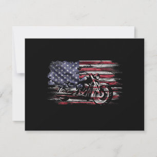 Vintages Motorrad USA Flag Retro Biker, Motorrad Save The Date