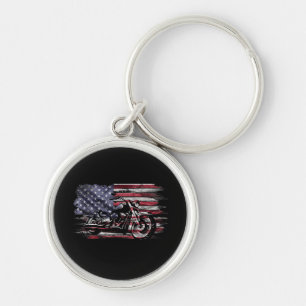 Vintages Motorrad USA Flag Retro Biker, Motorrad Schlüsselanhänger
