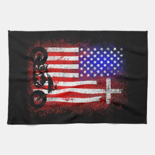 Vintages Motorrad USA Flagge Christlicher Glaube a Geschirrtuch