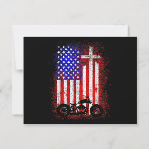 Vintages Motorrad USA Flagge Christlicher Glaube a Save The Date