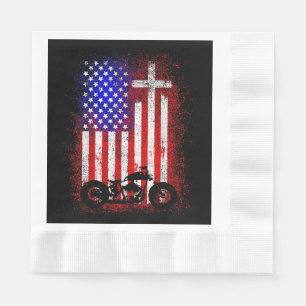 Vintages Motorrad USA Flagge Christlicher Glaube a Serviette