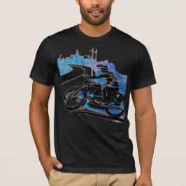 Vintages Motorradrennen - Blau T-Shirt