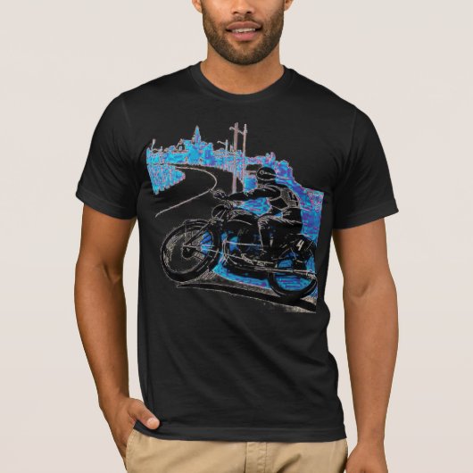 Vintages Motorradrennen - Blau T-Shirt (Vorderseite)