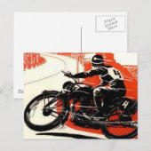 Vintages Motorradrennen Postkarte (Vorne/Hinten)