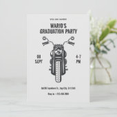 Vintages Motorradsymbol Graduierungsparty Einladung (Stehend Vorderseite)