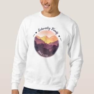 Vintages Mountain Sunset Bauernhaus Rückzug Lila Sweatshirt