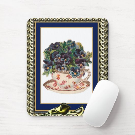 Vintages Mousepad Violett Floral 2 (Mit Mouse)
