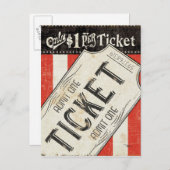 Vintages Movie Ticket Postkarte (Vorne/Hinten)