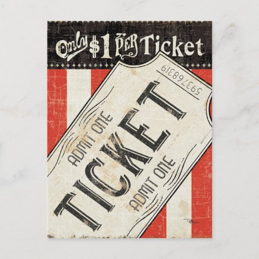 Vintages Movie Ticket Postkarte (Vorderseite)