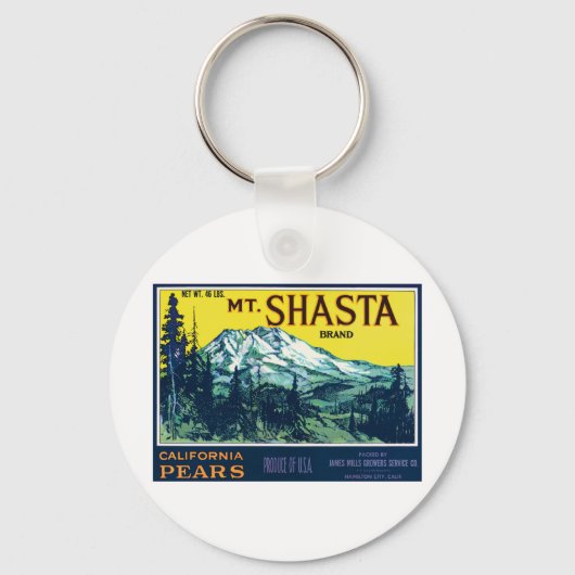 Vintages Mt Shasta California Birnensiegel Schlüsselanhänger (Vorderseite)