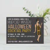 Vintages Murder Mystery Halloween Cocktail Party Einladung (Stehend Vorderseite)