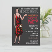 Vintages Murder Mystery Halloween Cocktail Party Einladung (Stehend Vorderseite)