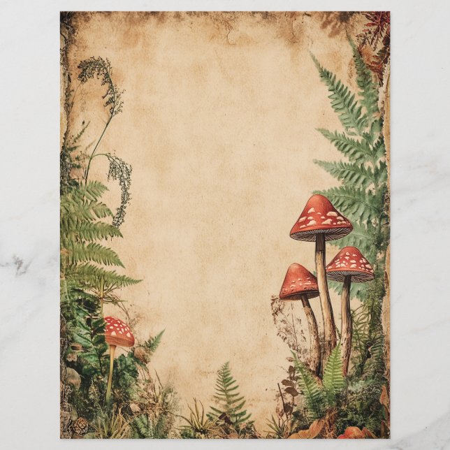 Vintages Mushroom Botanical Scrapbook Junk Journal (Vorderseite)