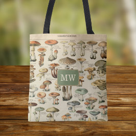 Vintages Mushroom Custom Monogram Book Tasche