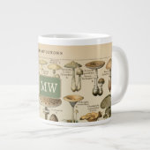 Vintages Mushroom Custom Monogram Jumbo-Tasse (Vorderseite Rechts)