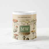 Vintages Mushroom Custom Monogram Jumbo-Tasse (Vorderseite)