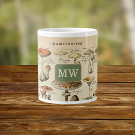 Vintages Mushroom Custom Monogram Jumbo-Tasse