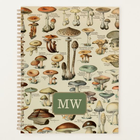 Vintages Mushroom Custom Monogram Planer (Vorderseite)