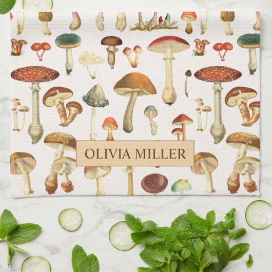 Vintages Mushroom Muster Geschirrtuch (Gefaltet)