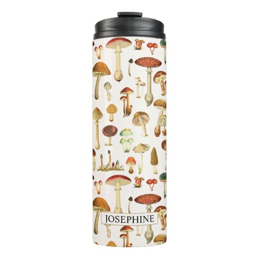 Vintages Mushroom Muster Thermosbecher (Vorderseite)