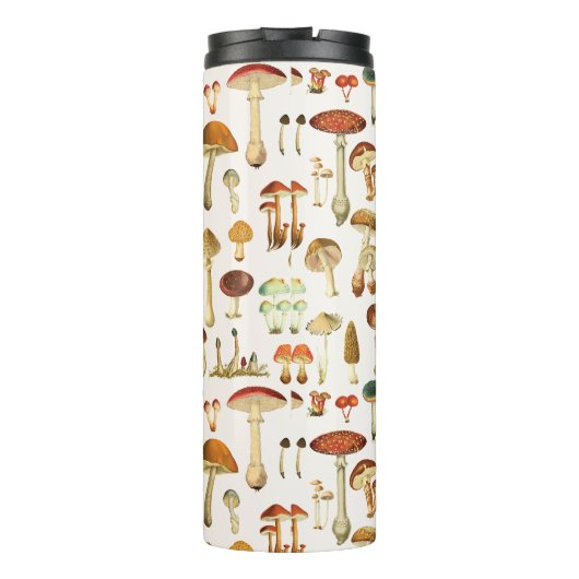 Vintages Mushroom Muster Thermosbecher (Rückseite)