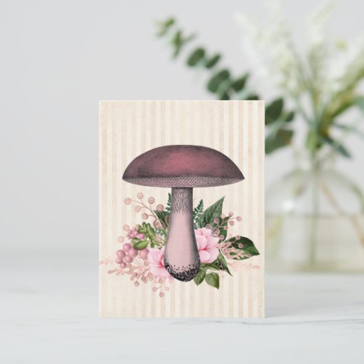Vintages Mushroom und Blumenkompilation Postkarte (Stehend Vorderseite)