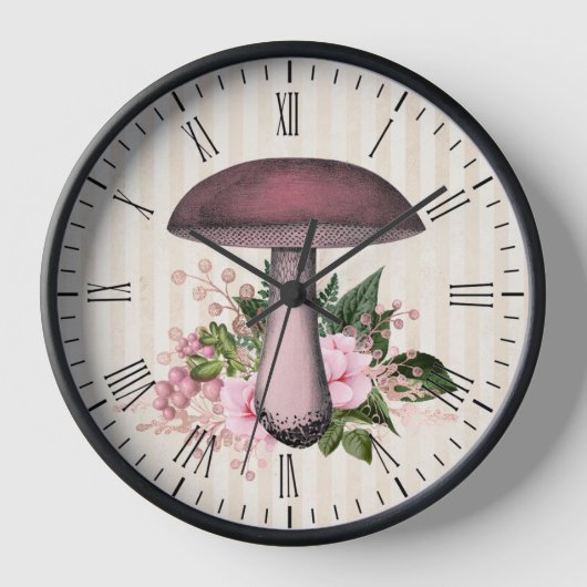 Vintages Mushroom und Blumenkompilation Uhr (Vorderseite)