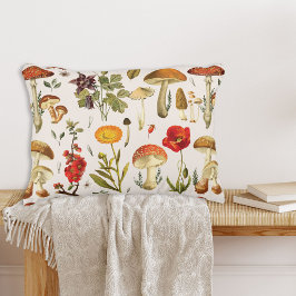Vintages Mushroom- und Wildblume-Muster Dekokissen