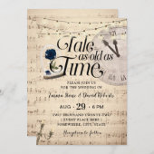 Vintages Musical Blue Rose Dome Messe Hochzeit Einladung (Vorne/Hinten)