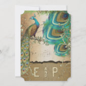 Vintages Musical PlayBill Golden Peacock Feathers Einladung (Rückseite)