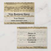 Vintages Musik-Blatt Visitenkarte (Vorne/Hinten)