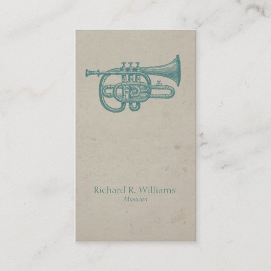 Vintages Musik-Horn Visitenkarte (Vorderseite)
